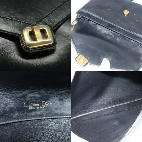 DIOR Shoulder Bag Leather Black Gold - Picture 11 of 12